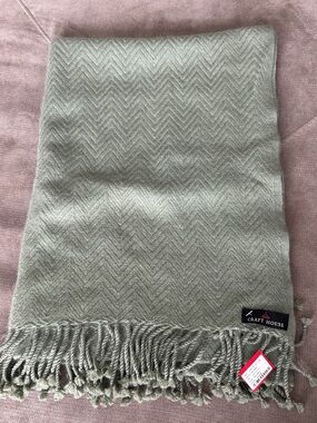 Crafthouse Women's Light Sage Green Fringed Scarf